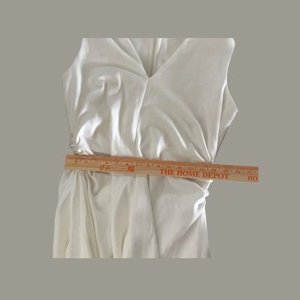 COS Gathered Asymmetric White Midi Dress M - Picture 3 of 13